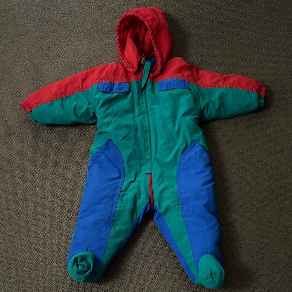 Colorful Italian unisex snowsuit from 80’s 6-9 months